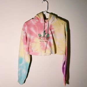 Graphic tie dye cropped sweatshirt
